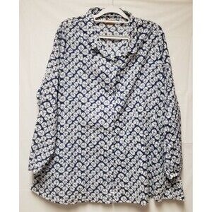 Tulip Women’s Tie-Dye Blue & White Long Sleeve Blouse Size XL NWOT